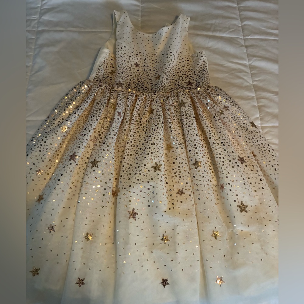 Beautiful cream dress with gold sequins and stars